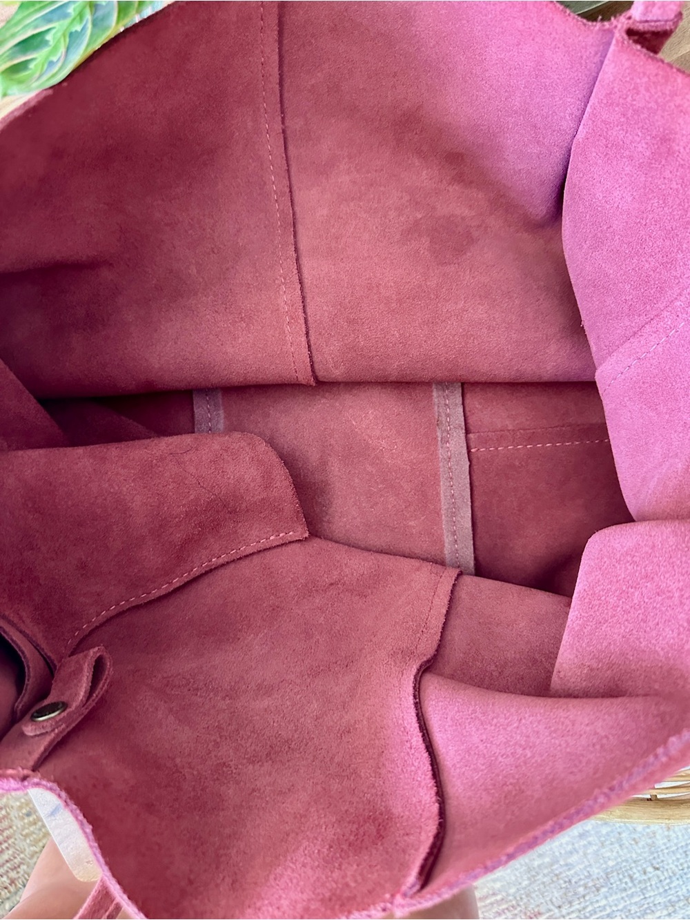 Portland Leather Goods Merlot Berry Suede Slouchy Shoulder Tote Bag - Picture 7 of 7